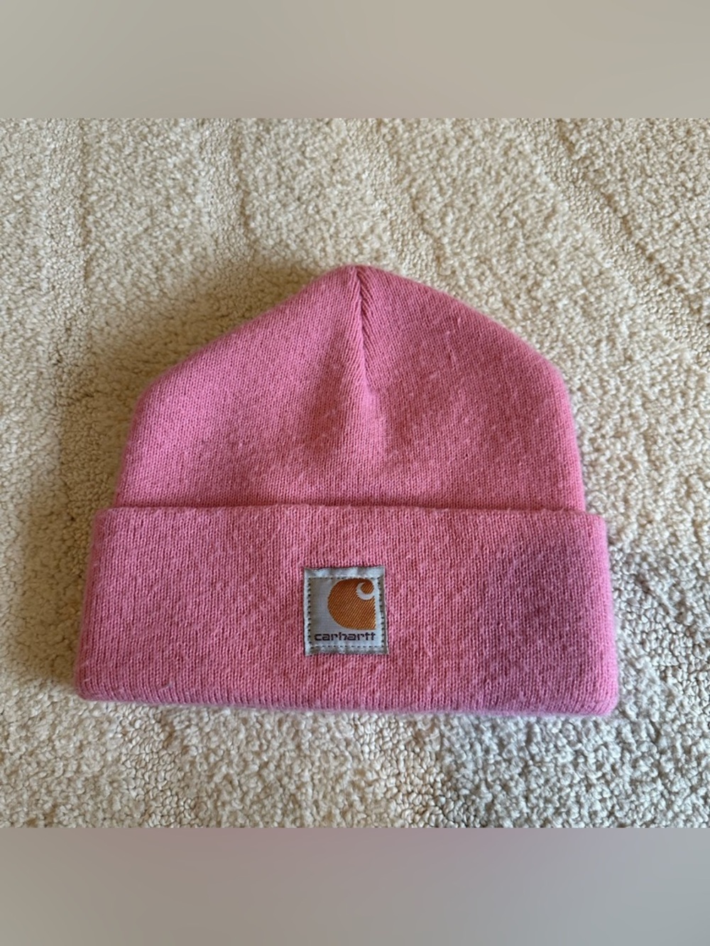 Carhartt Kids Pink Cuffed Knit Beanie with Logo Patch